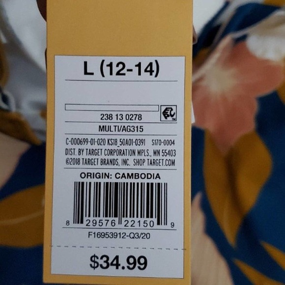 Kona Sol Floral CrissCross Back One Piece Swimsuit -L - Picture 8 of 8